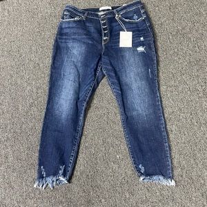 KanCan High Rise Distressed Ripped Hem Skinny Stretch Jeans Sz 2XL NWT
